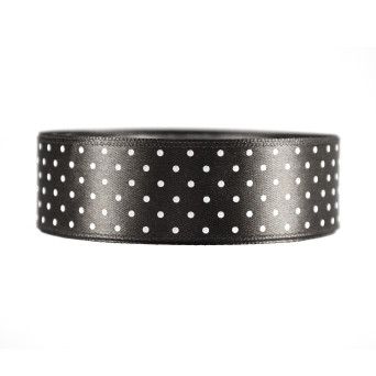 Polka Dot Ribbon - black, 25 mm x 22 m