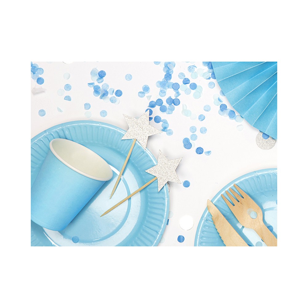 Toppery do muffinek Gwiazdki - srebrne, 6 szt.