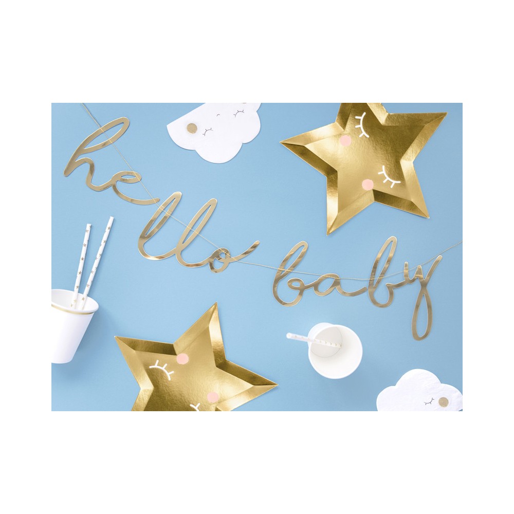 Banner Hello Baby - gold, 18 x 70 cm