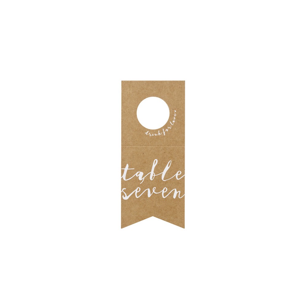 Bottles hangers, table numbers - kraft, 10 pcs.