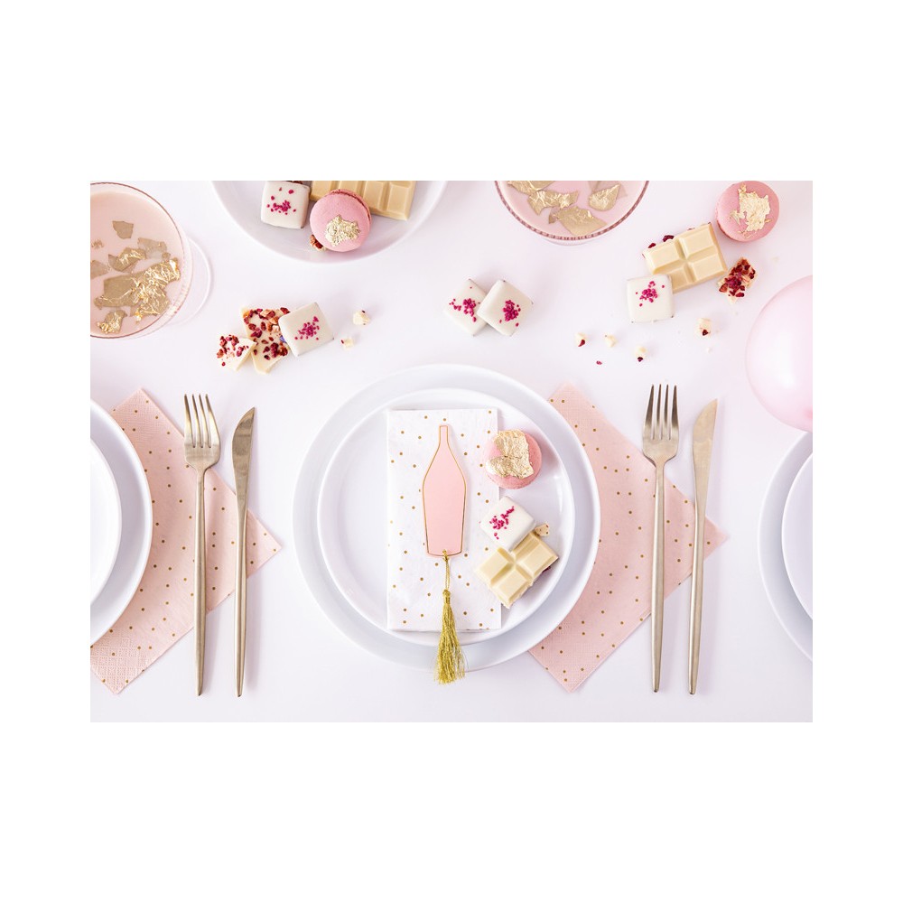 Place cards Bottles - pink and gold, 6 pcs.