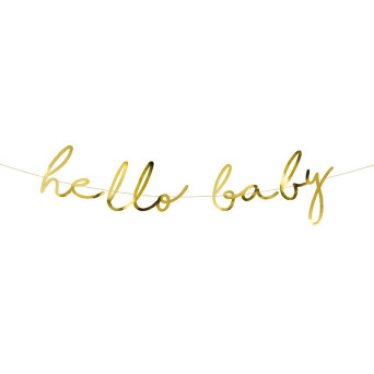 Baner Hello Baby - złoty, 18 x 70 cm