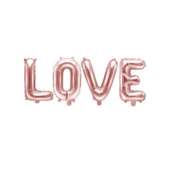 Foil balloon Love - pink gold, 35 x 140
