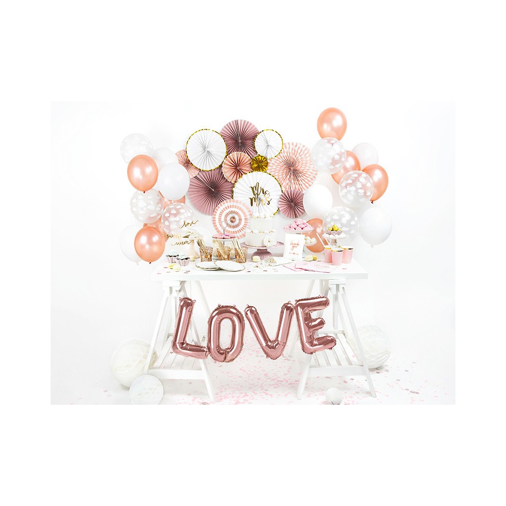 Foil balloon Love - pink gold, 35 x 140