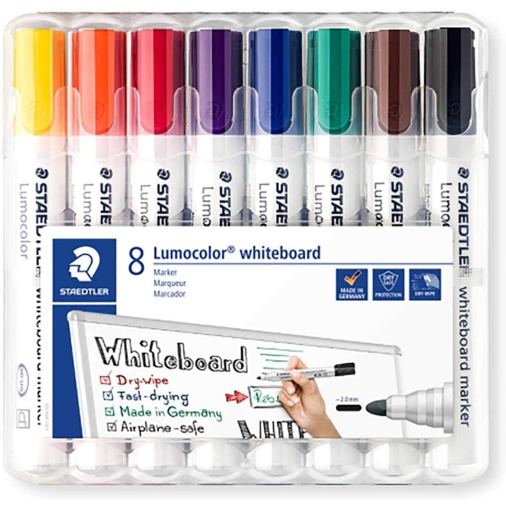 Markery suchościeralne Lumocolor do tablic - Staedtler - 8 kolorów
