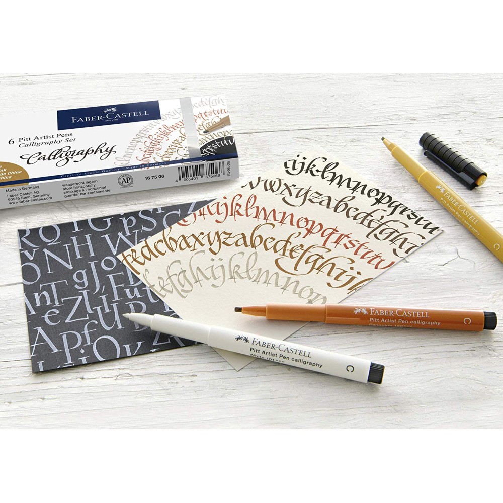 Zestaw do kaligrafii w etui - Faber-Castell - Pitt Artist Pen, 6 szt.