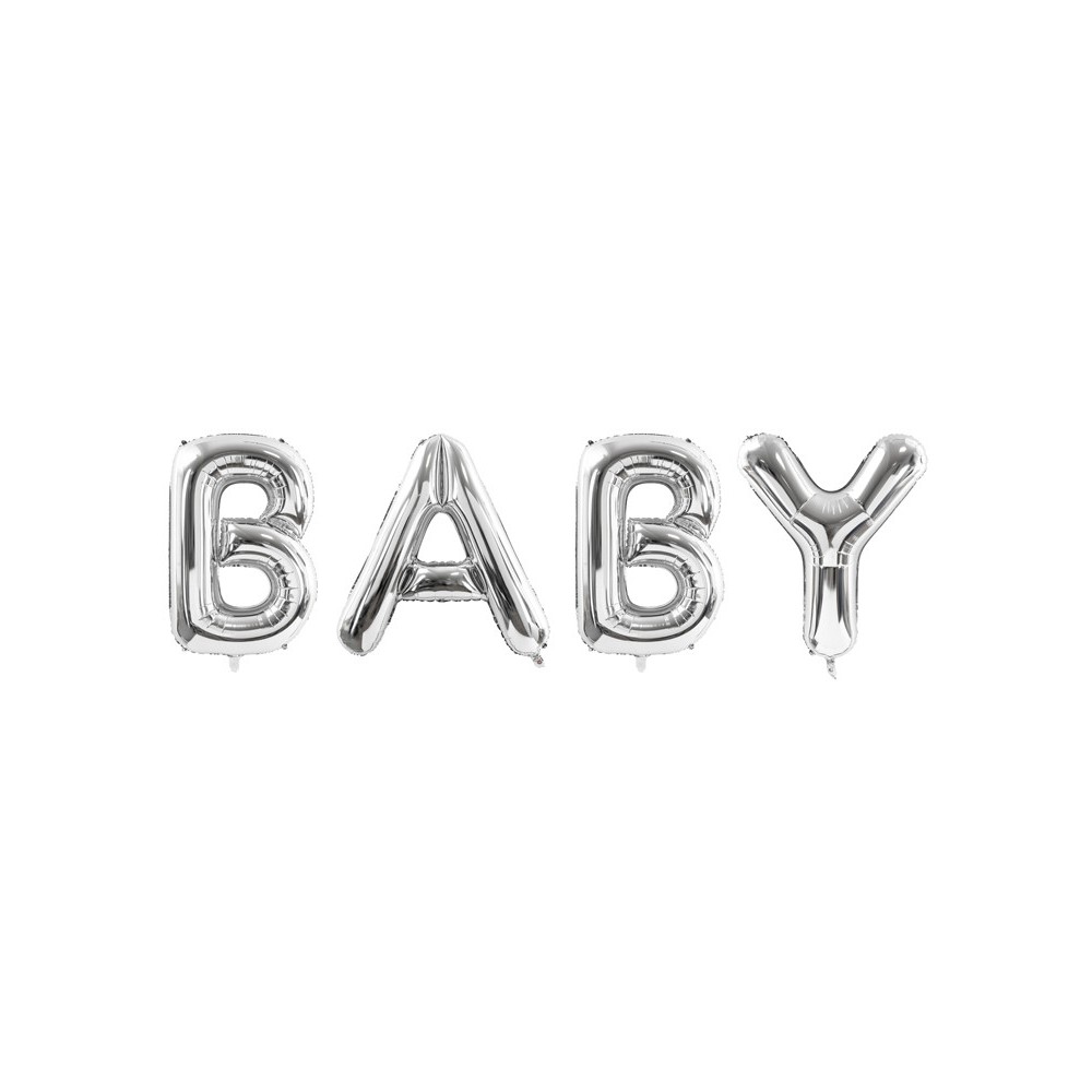Foil balloon Baby - silver, 86 x 262