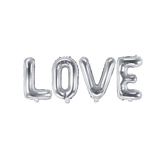 Balon foliowy Love - srebrny, 35 x 140 cm