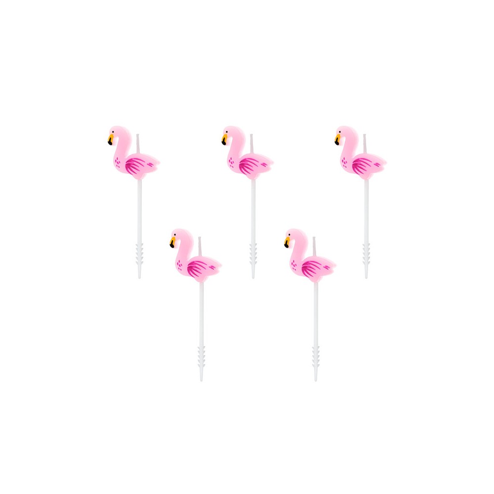 Birthday candles Flamingos - pink, 5 pcs.