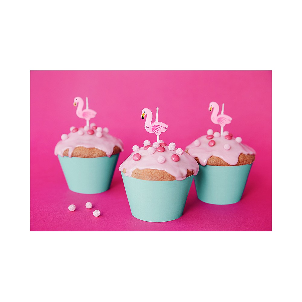 Birthday candles Flamingos - pink, 5 pcs.