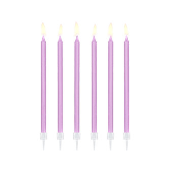 Plain birthday candles - light lilac, 14 cm, 12 pcs.