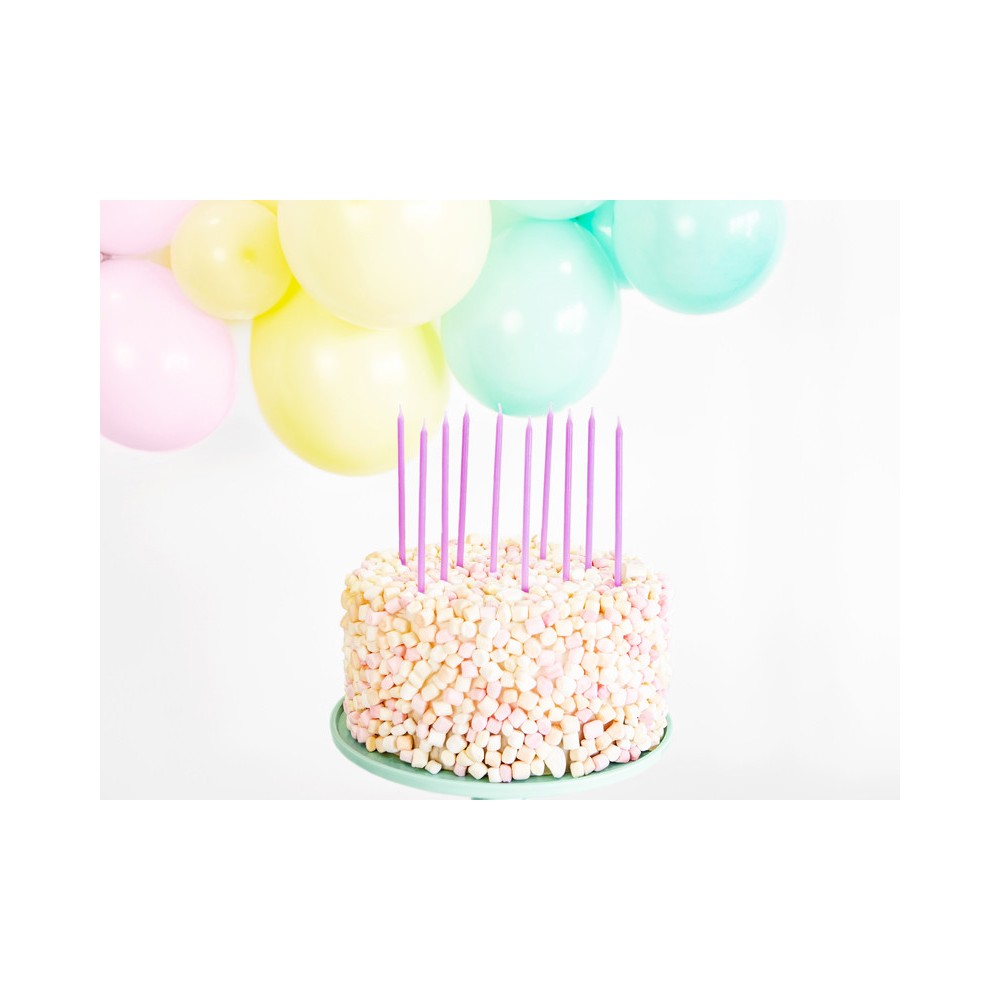 Plain birthday candles - light lilac, 14 cm, 12 pcs.