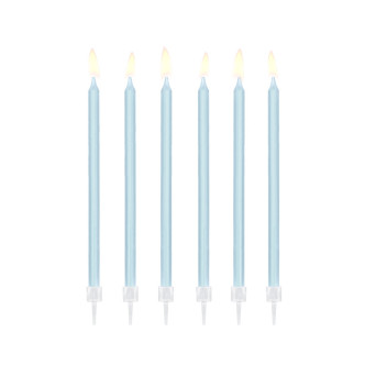 Plain birthday candles - light blue, 14 cm, 12 pcs.