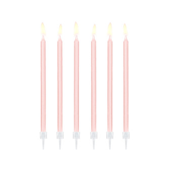 Plain birthday candles - light pink, 14 cm, 12 pcs.