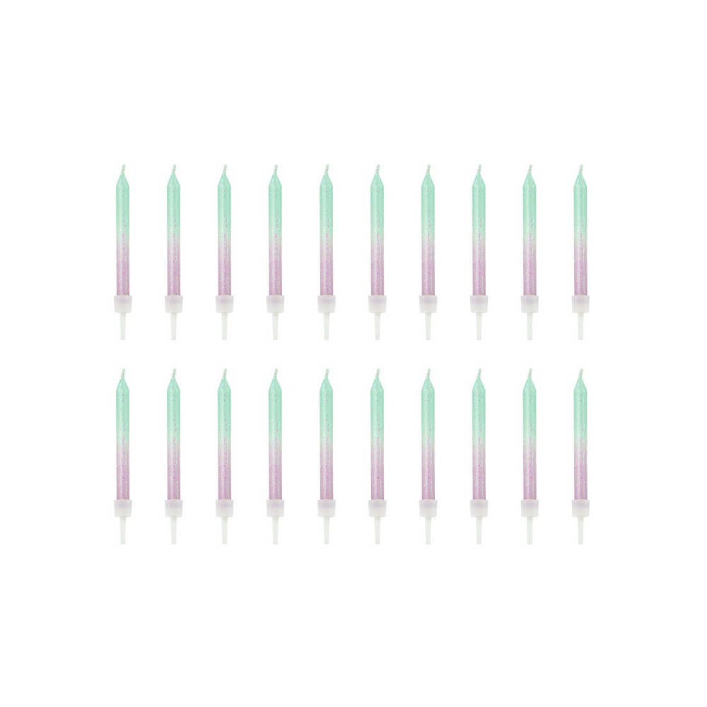 Birthday candles - glitter ombre, 20 pcs.