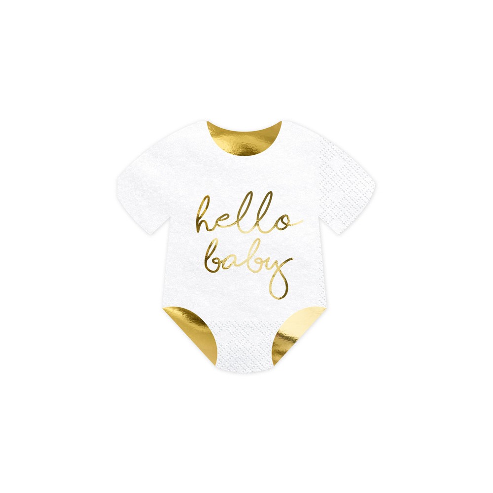 Serwetki papierowe Hello Baby Śpioszki - biało-złote, 20 szt.