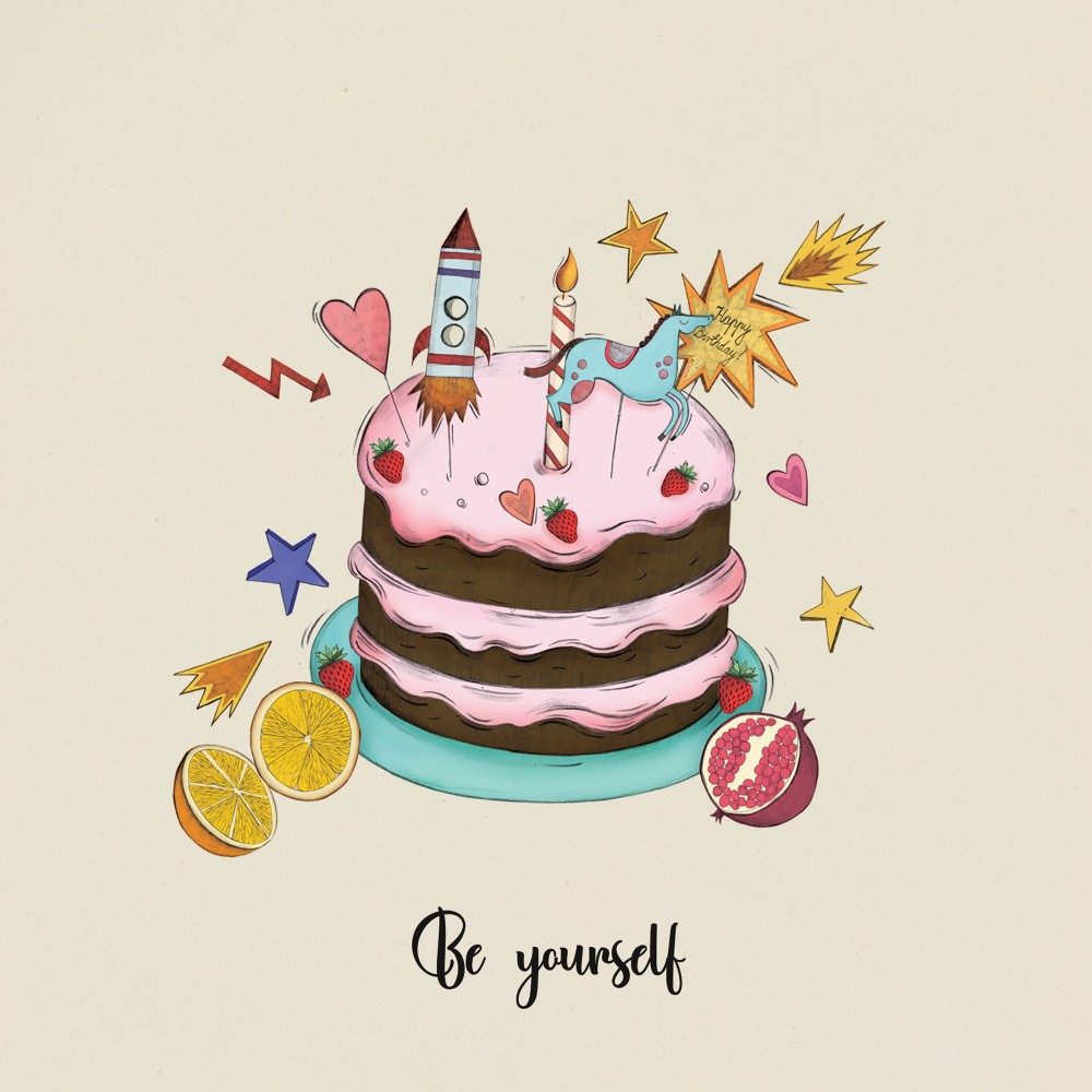 Kartka okolicznościowa - PiesKot - Be Yourself, 14,5 x 14,5 cm