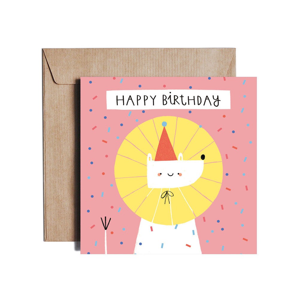 Greeting card - Pieskot - Party Animal, 14,5 x 14,5 cm