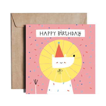 Greeting card - Pieskot - Party Animal, 14,5 x 14,5 cm