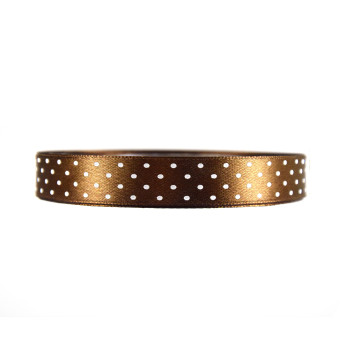 Polka Dot Ribbon - brown, 12 mm x 22 m