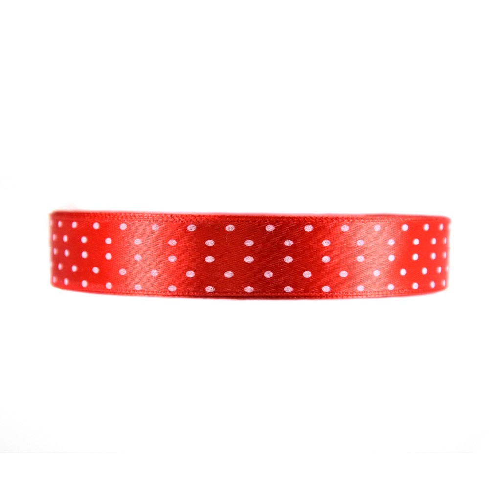 Polka Dot Ribbon - red, 12 mm x 22 m