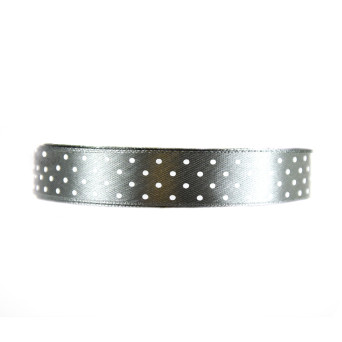 Polka Dot Ribbon - grey, 12 mm x 22 m