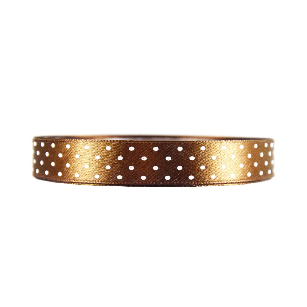 Polka Dot Ribbon - light brown, 12 mm x 22 m