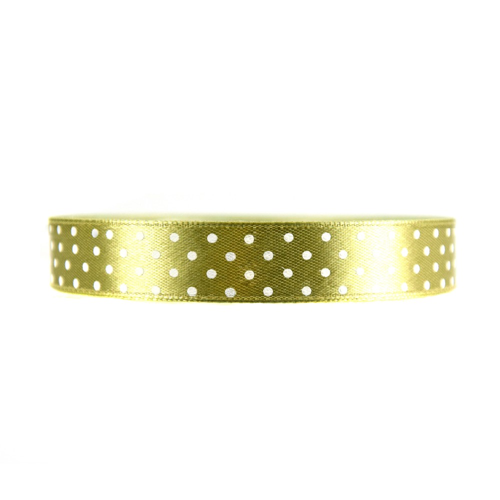 Polka Dot Ribbon - dusty green, 12 mm x 22 m