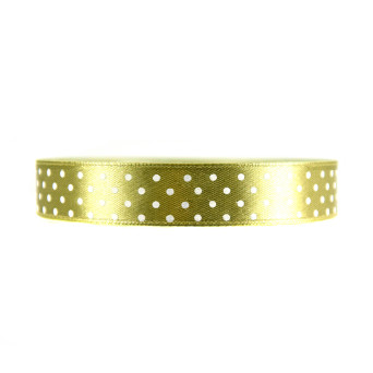 Polka Dot Ribbon - light olive green, 12 mm x 22 m