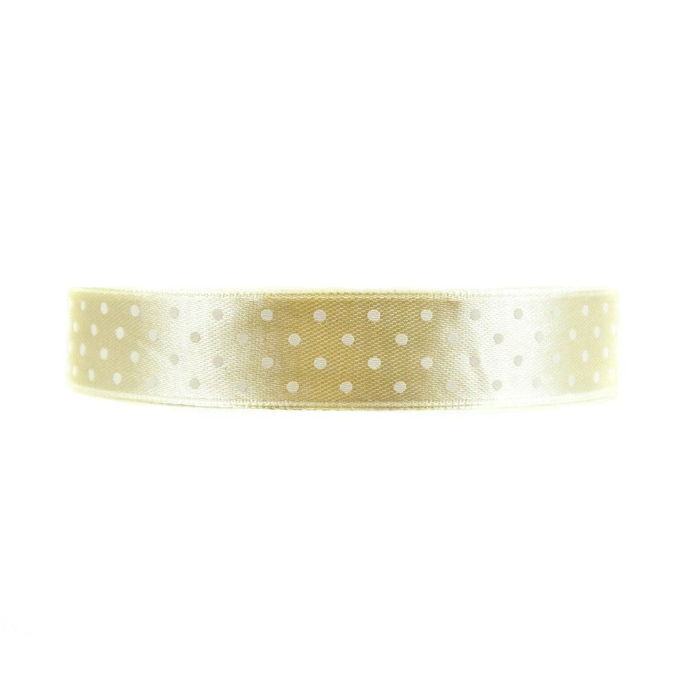 Polka Dot Ribbon - ecru, 12 mm x 22 m