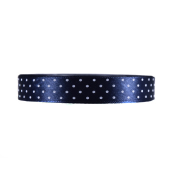 Polka Dot Ribbon - navy blue, 12 mm x 22 m