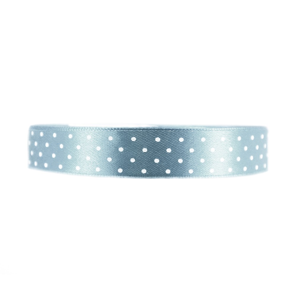 Polka Dot Ribbon - light blue, 12 mm x 22 m