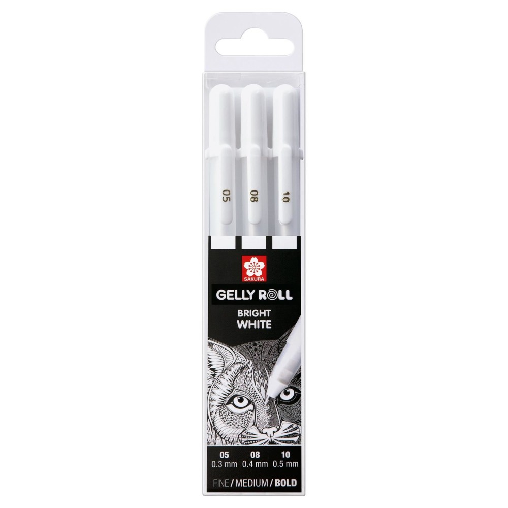 Zestaw długopisów żelowych Gelly Roll - Sakura - białe, 3 szt.