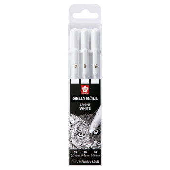 Zestaw długopisów żelowych Gelly Roll - Sakura - białe, 3 szt.