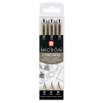 Zestaw cienkopisów Pigma Micron - Sakura - czarny, 3 szt.