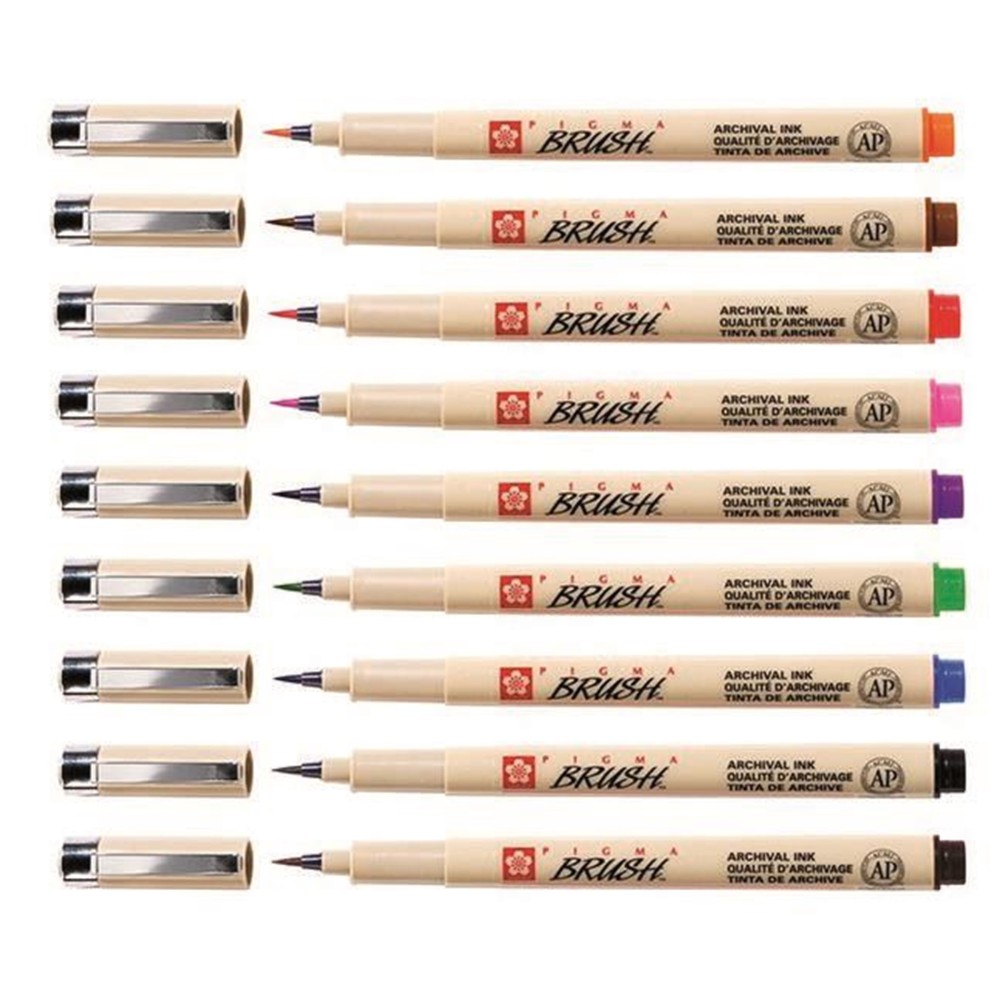 Zestaw pisaków pędzelkowych Pigma Brush - Sakura - 9 kolorów