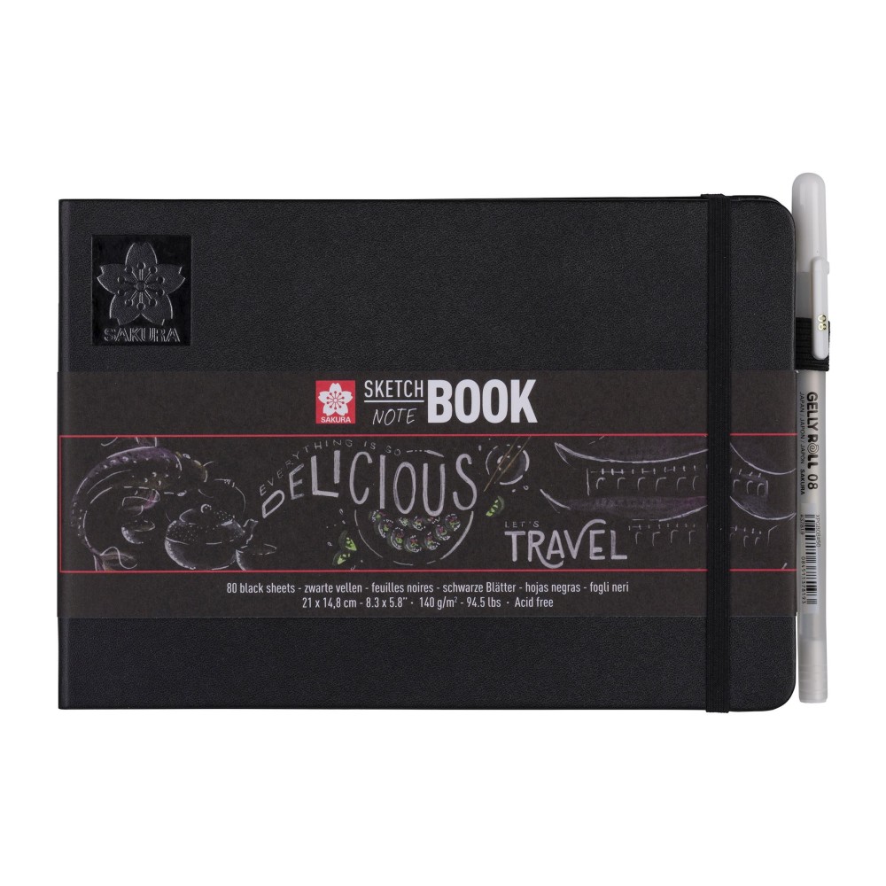 Sketch, note book - Sakura - black, 21 x 15 cm