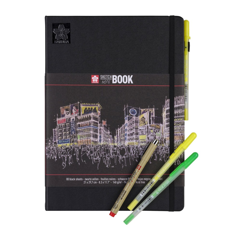 Sketch, note book - Sakura - black, 21 x 30 cm
