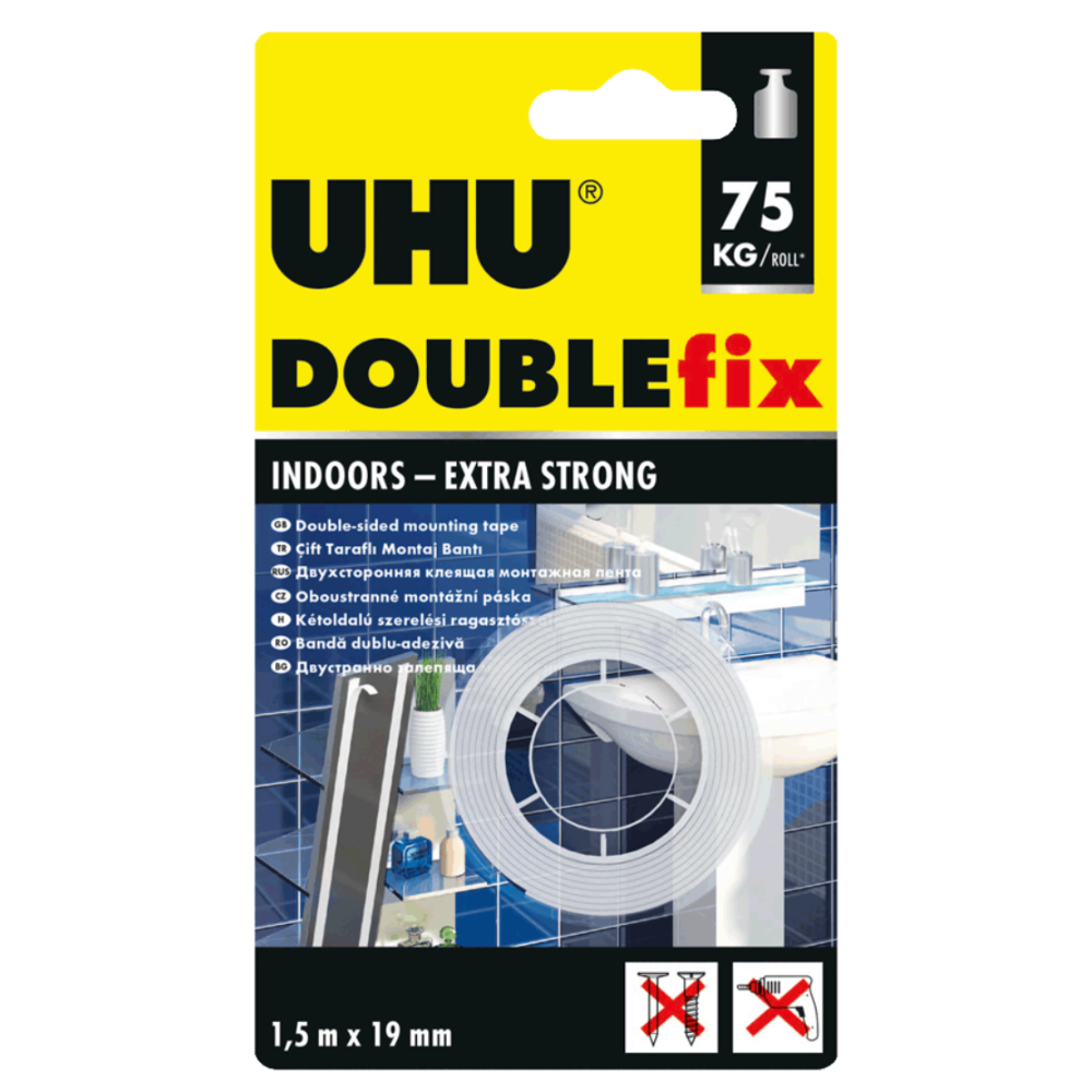 Extra Strong DoubleFix indoors tape - UHU - 1,9 cm x 1,5 m
