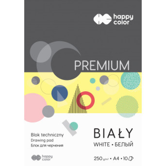 Drawing pad A4 - Happy Color - white, 250 g, 10 sheets