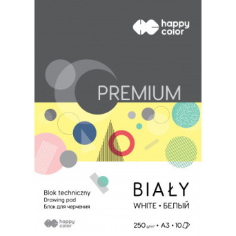 Drawing pad A3 - Happy Color - white, 250 g, 10 sheets
