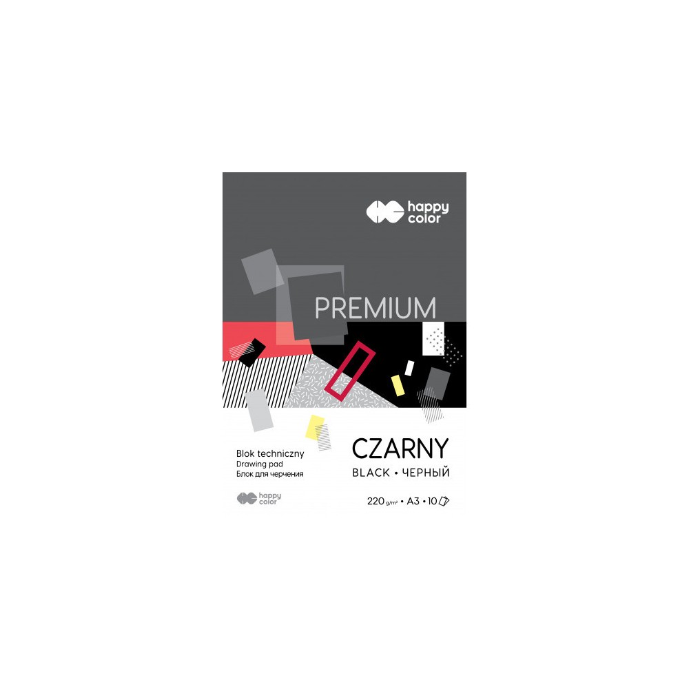 Drawing pad A4 - Happy Color - black, 220 g, 10 sheets