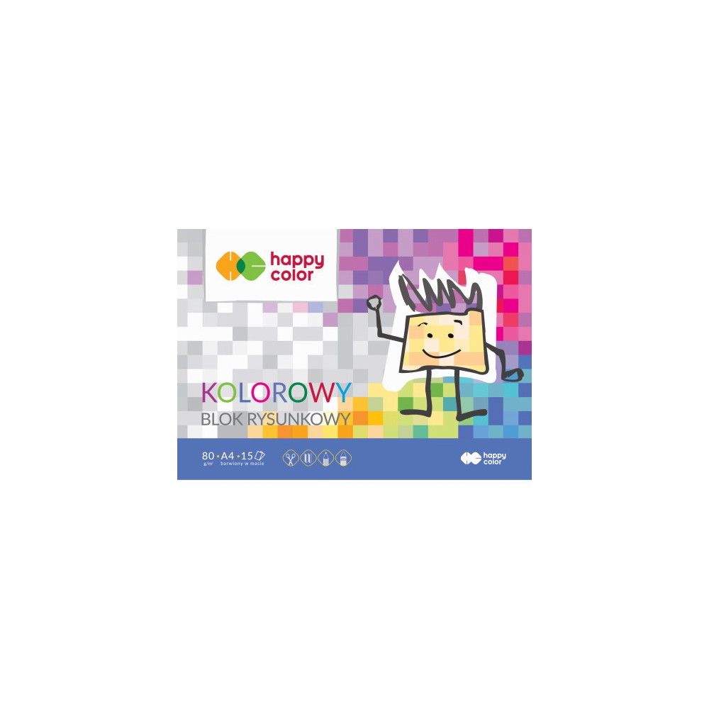 Colored Drawing pad A4 - Happy Color - 80 g, 15 sheets
