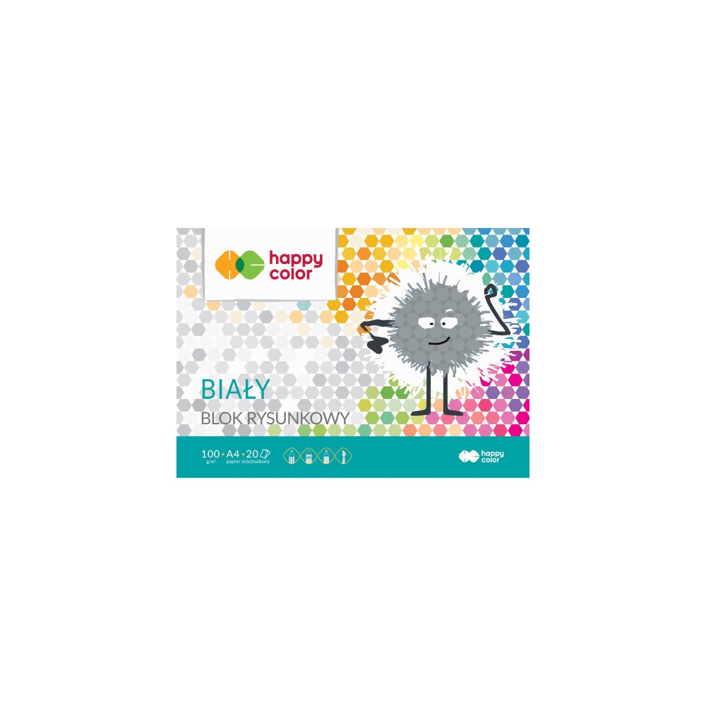 Blok rysunkowy A4 - Happy Color - biały, 100 g, 20 ark.