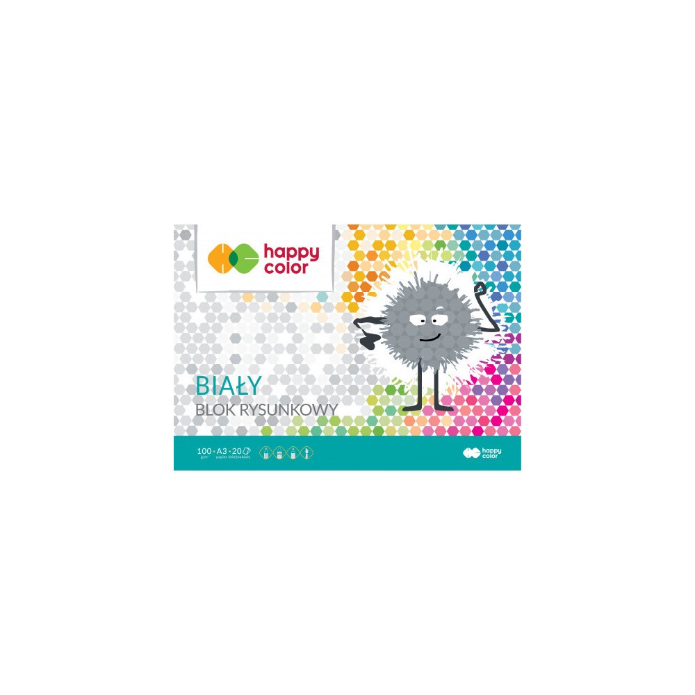 Blok rysunkowy A3 - Happy Color - biały, 100 g, 20 ark.
