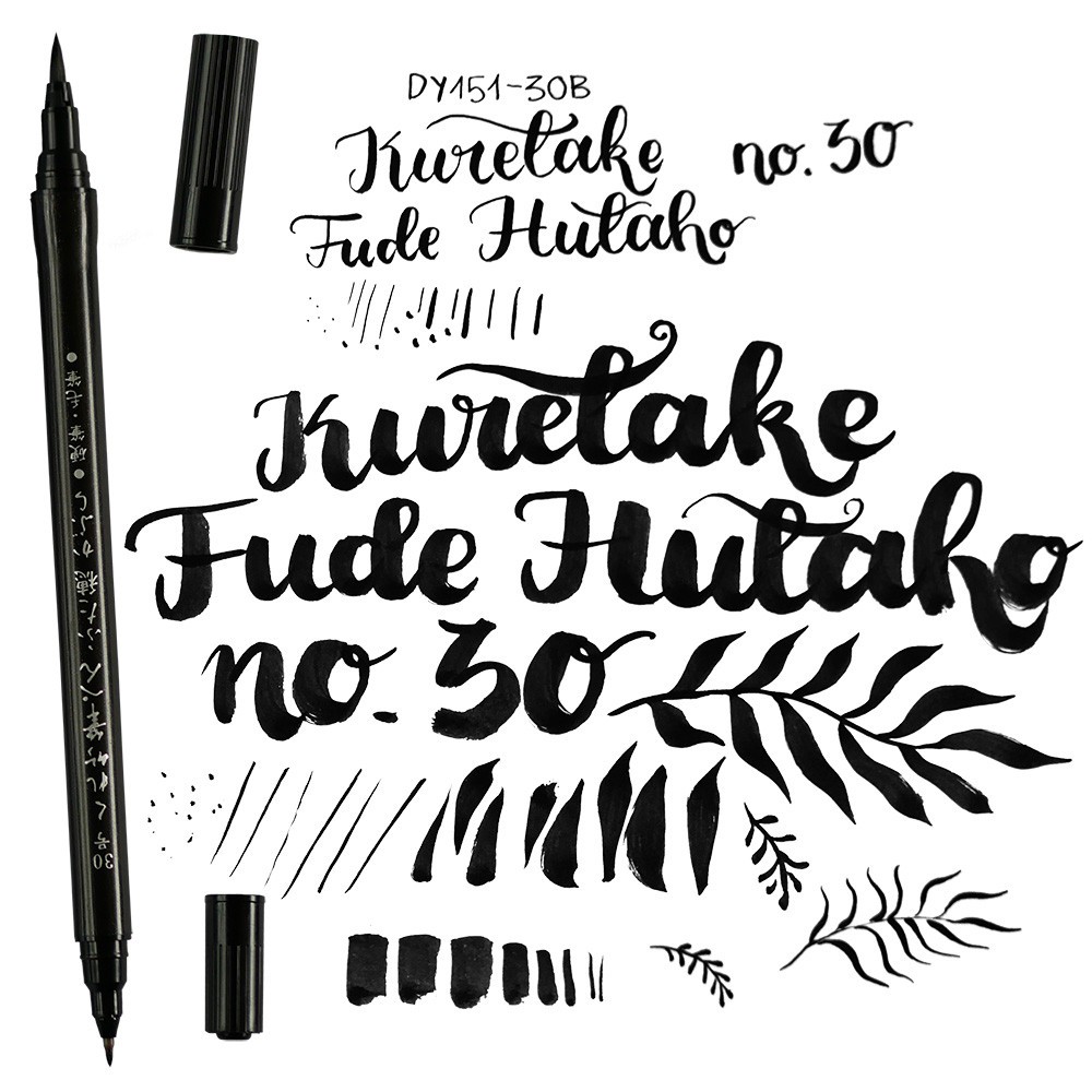 Dwustronny pisak do kaligrafii Fude Hutaho - Kuretake - czarny