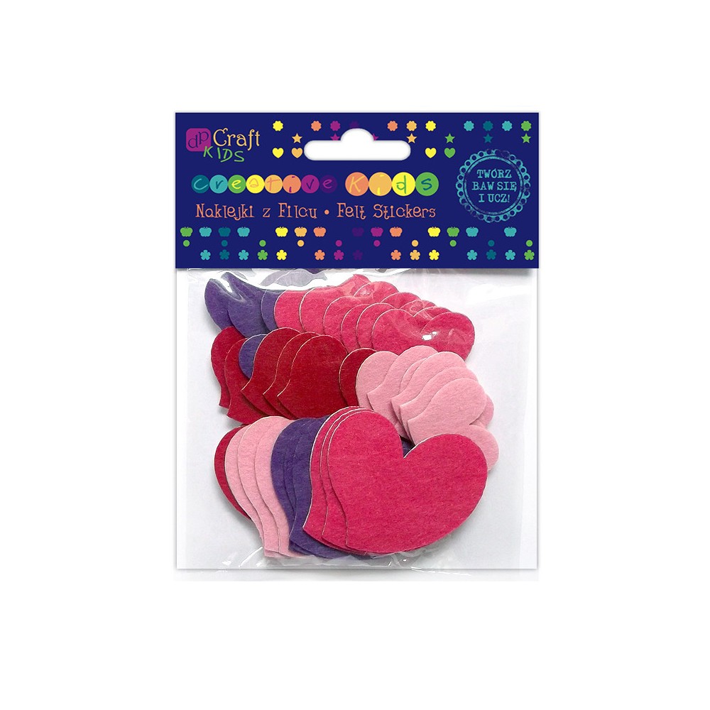 Felt Stickers - hearts, 36 pcs.