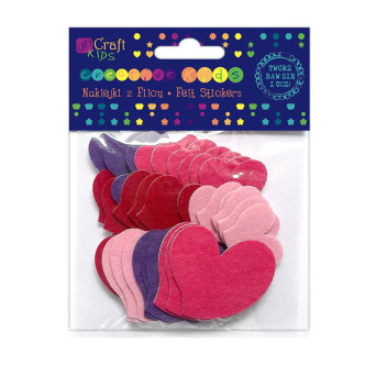 Felt Stickers - hearts, 36 pcs.