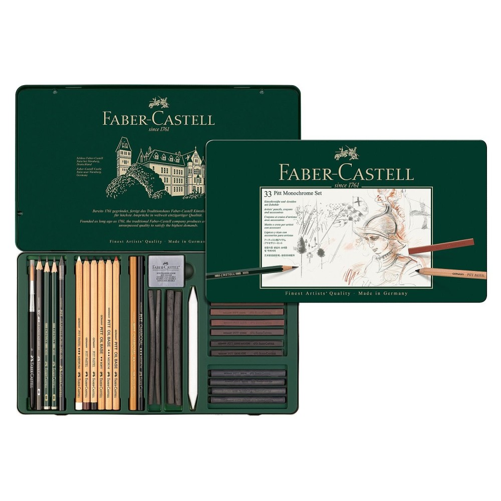 Pitt Monochrome set in metal tin - Faber-Castell - 33 pcs.