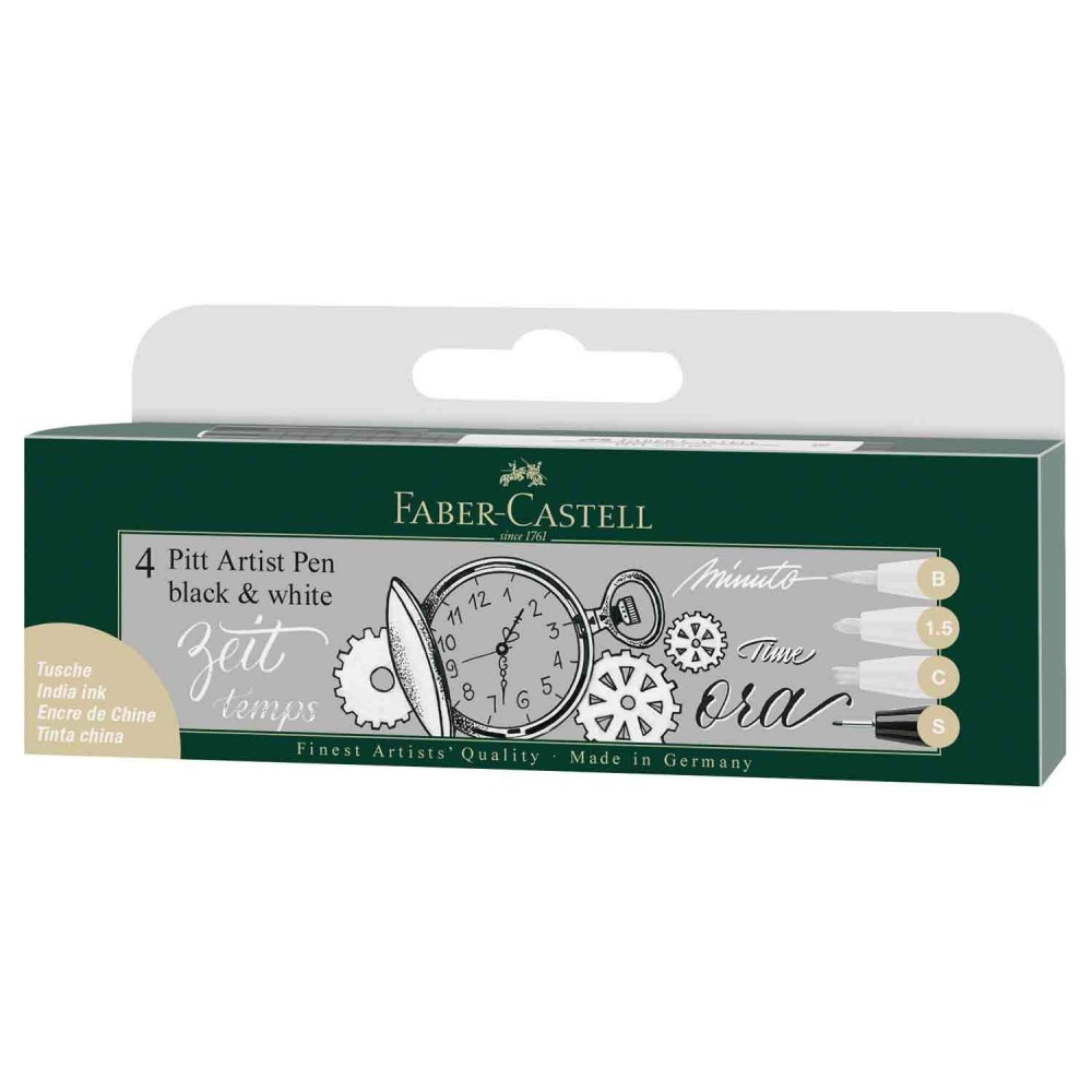 Zestaw pisaków Pitt Artist Pen Black & White - Faber-Castell - 4 szt.